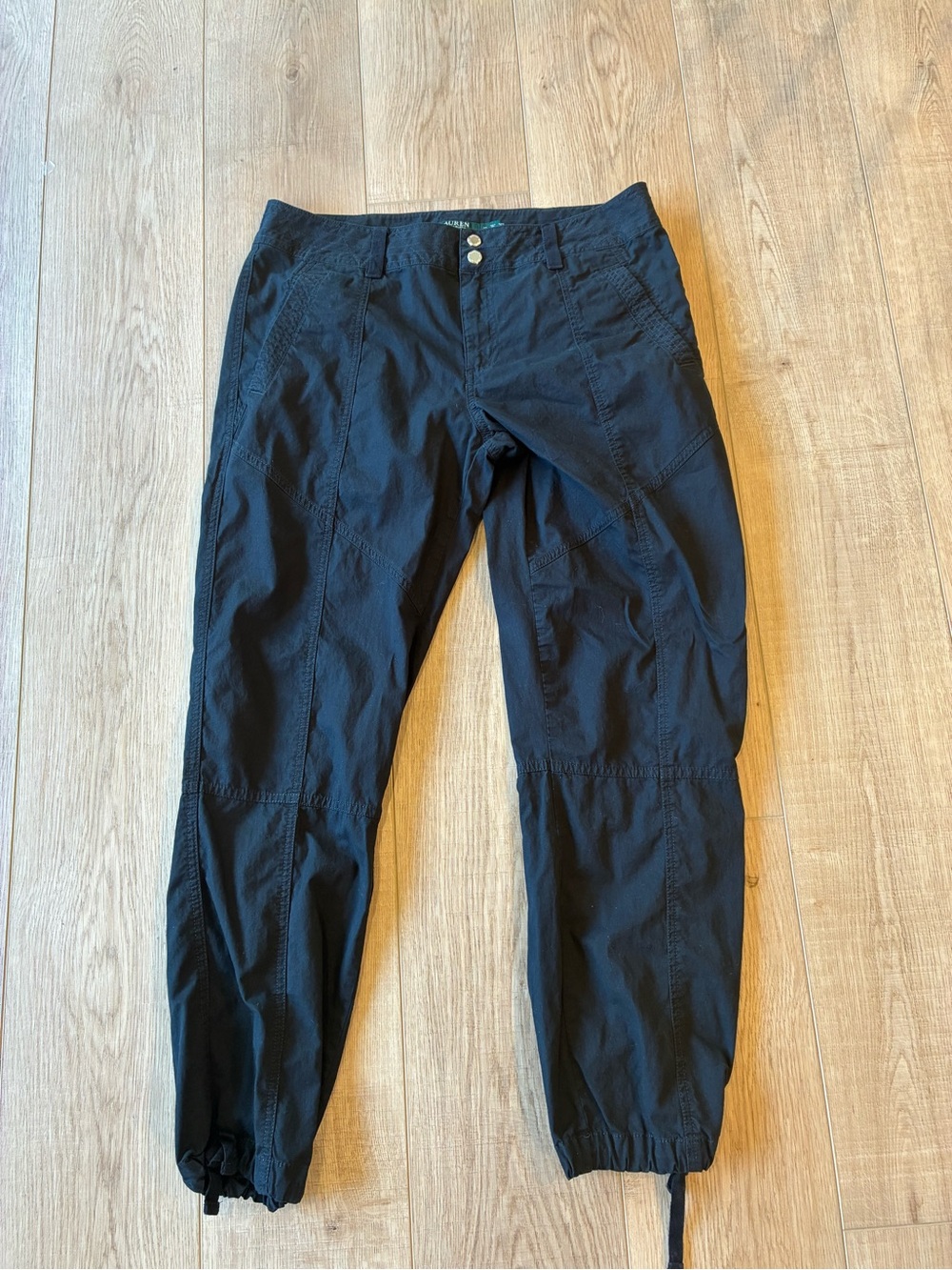 Lauren Ralph Lauren Black drawstring ankle pants size 10 cotton pockets jogger